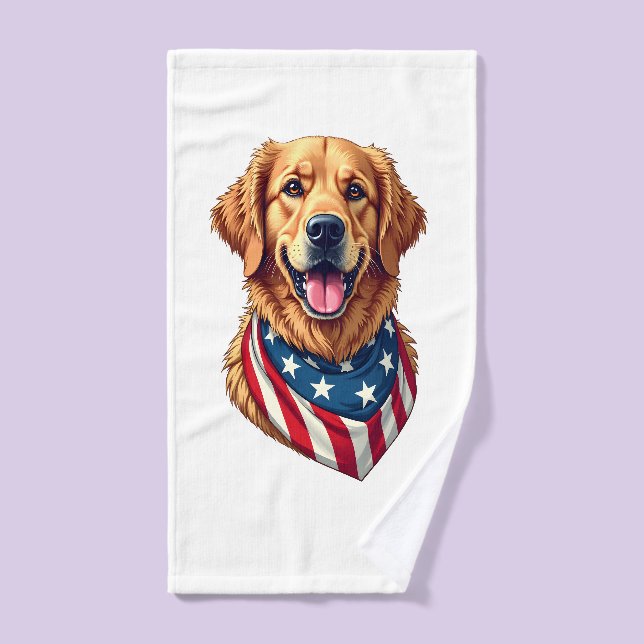 T-shirt vintage Star Spangled Golden Retriever 4 (Serviette à main)
