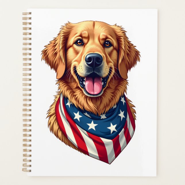 T-shirt vintage Star Spangled Golden Retriever 4 (Devant)