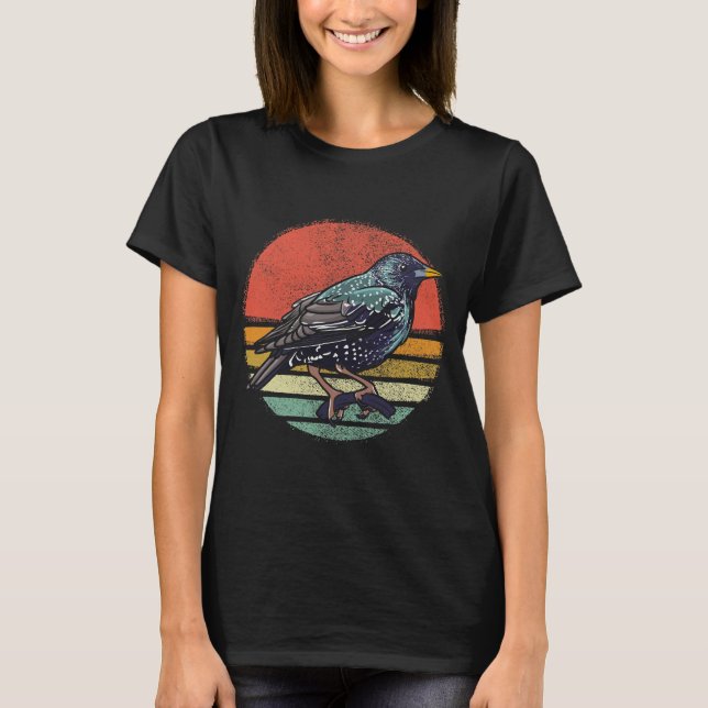 T-shirt Vintage Starling Bird Animal Retro (Devant)