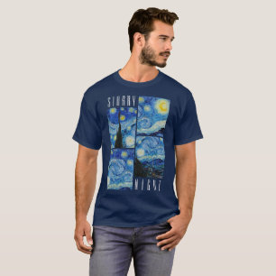 T-shirt Vintage Starry Night Print, Retro Vincent Van Gogh