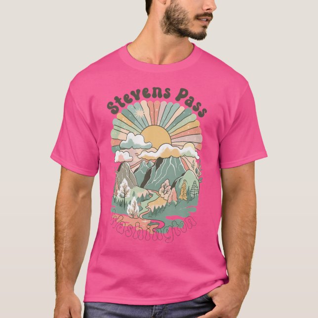T-shirt Vintage Stevens Pass Washington Mountains Randonné (Devant)