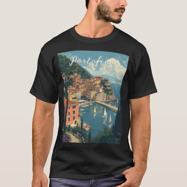 T-shirt Vintage Style Portofino Genova Italy (Devant)