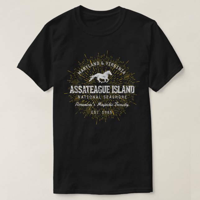 T-shirt Vintage style rétro Assateague Island Zip (Design devant)