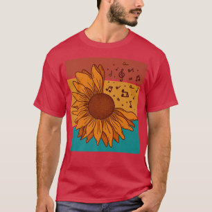 T-shirt Vintage Sunflower Music Notes