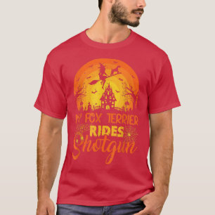 T-shirt Vintage Sunset My Fox Terrier Dog Ride Shotgun Hal