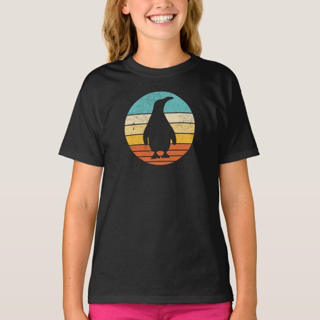 T-shirt Vintage Sunset Penguin Retro (Devant)