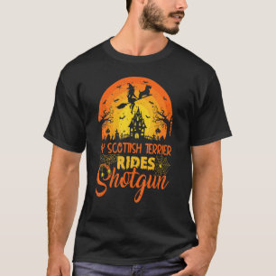 T-shirt Vintage Sunset Scottish Terrier Dog Ride Shotgun H