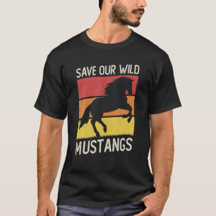 T-shirt Vintage Sunset Wildlife Mustang Horse Save Our Wil