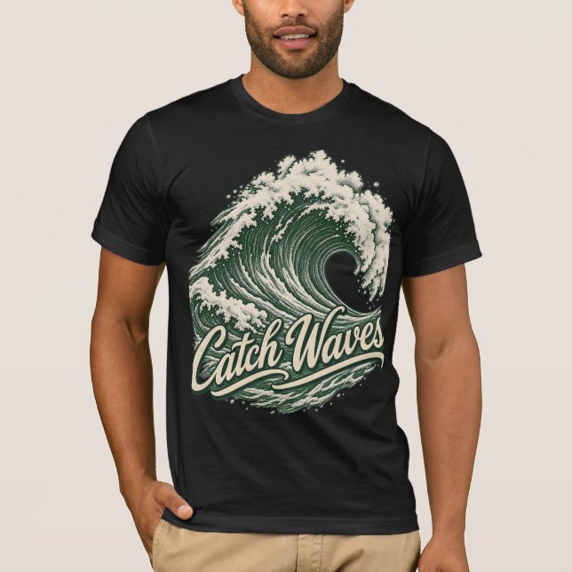T-Shirt Vintage Surf Catch Waves (Devant)
