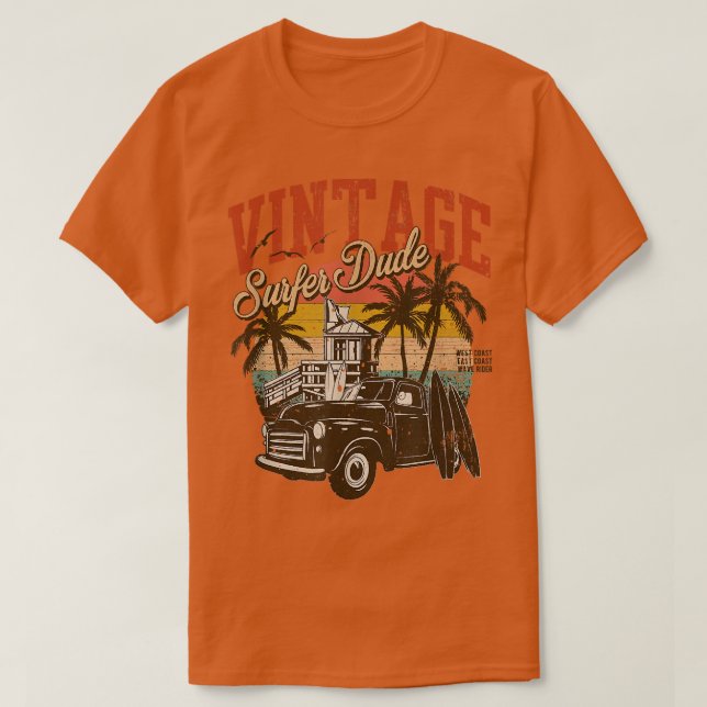 T-shirt Vintage Surfer Dude Retro Sunset  (Design devant)