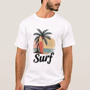 T-shirt Vintage Surfer Retro Surfing Beach Surfboard Surf