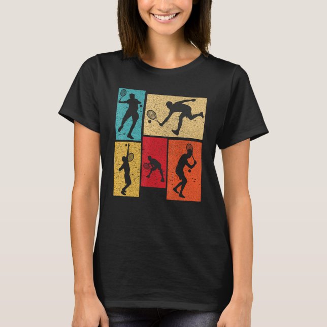 T-shirt Vintage Tennis Silhouette Retro Vintage Player (Devant)