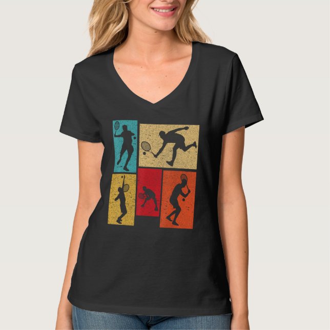 T-shirt Vintage Tennis Silhouette Retro Vintage Player (Devant)