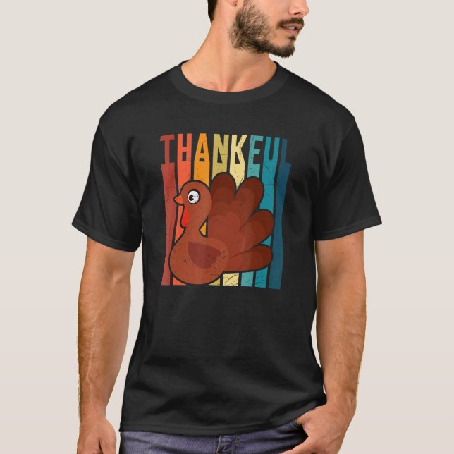 T-shirt Vintage Thankful TurkeyThanksgiving Pilgrim Boys G (Devant)