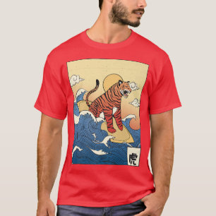 T-shirt Vintage Tiger Kanagawa Grande vague Japon