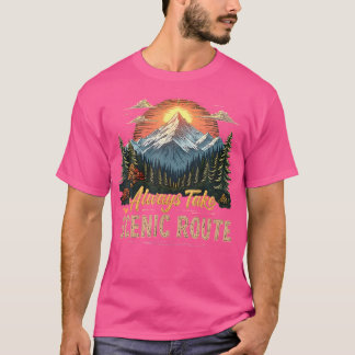 T-shirt Vintage Toujours Prendre La Route Pittoresque Moun