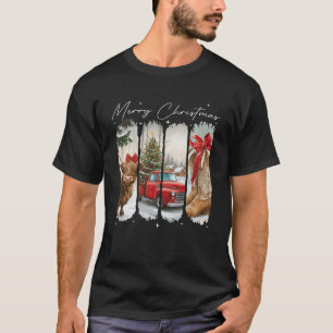 T-shirt Vintage Town Cowgirl Highland Cow Girl Merry Chris