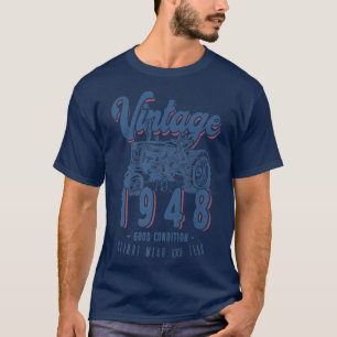 T-shirt Vintage Tracteur Farmer Anniversaire Né En 1948 & 