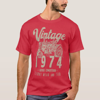 T-shirt Vintage Tracteur Farmer Anniversaire Né En 1974 & 