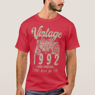 T-shirt Vintage Tracteur Farmer Anniversaire Né En 1992 & 