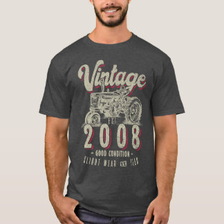 T-shirt Vintage Tracteur Farmer Anniversaire Né En 2008 &
