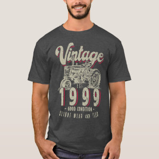 T-shirt Vintage Tractor Farmer Birthday Born In 1999 & Est
