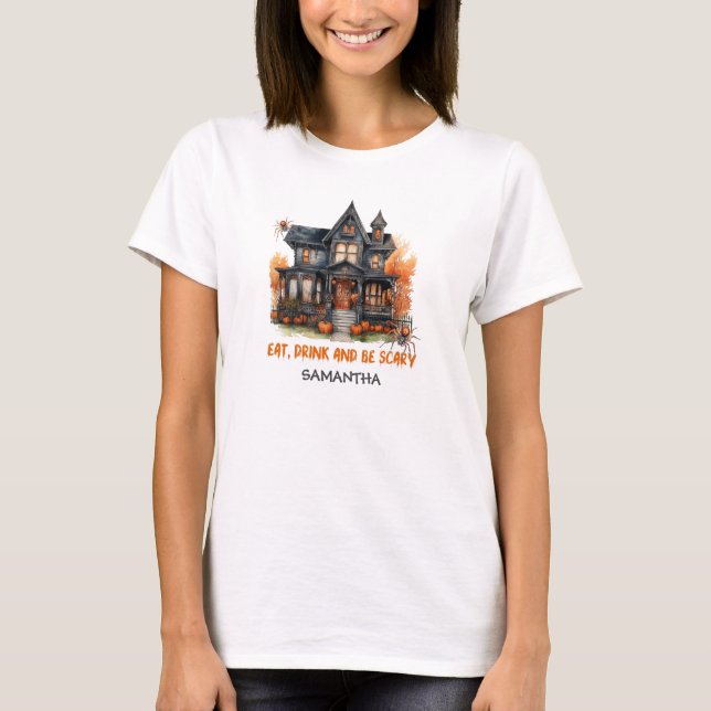 T-shirt Vintage tradition classique Halloween maison hanté (Devant)