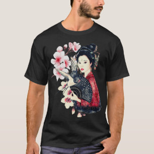 T-shirt Vintage traditionnel japonais Lady Geisha Kimono R