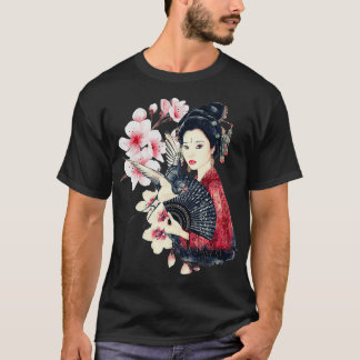 T-shirt Vintage traditionnel japonais Lady Geisha Kimono R