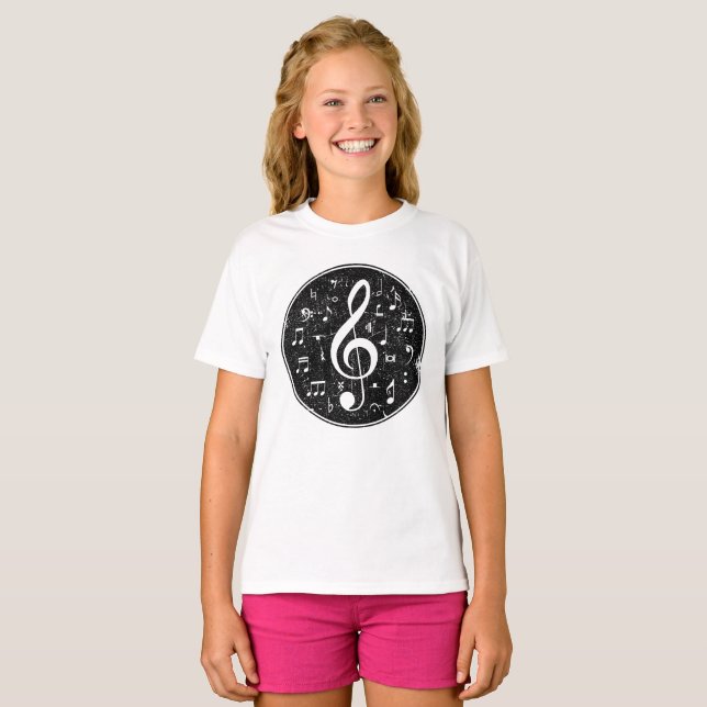 T-shirt Vintage Treble Clef Music Notes Oeuvre (Devant entier)