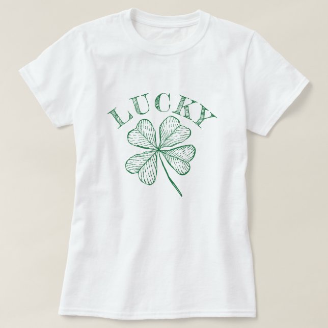 T-shirt Vintage Trèfle Vert Saint Patrick  (Design devant)