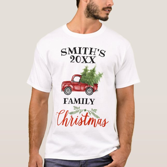 T-shirt Vintage Truck Famille Noël (Devant)