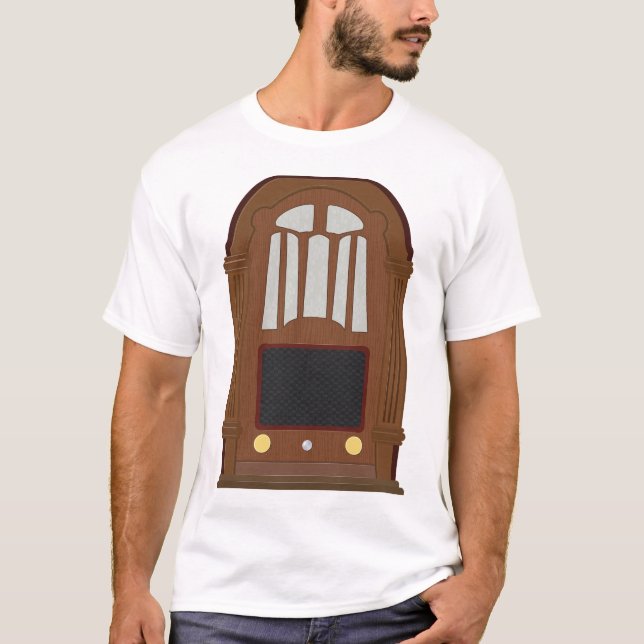 T-shirt Vintage Tube Radio Antique Wooden Stereo (Devant)