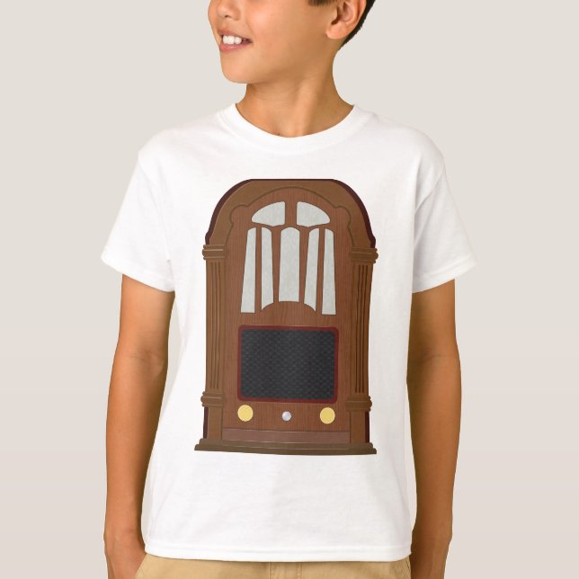 T-shirt Vintage Tube Radio Antique Wooden Stereo (Devant)