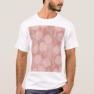 T-shirt Vintage Tulipes blanches Arrière - plan rose