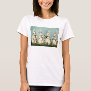 T-shirt Vintage Turquoise Bleu Drôle Lapin Et Oeuf De Pâqu
