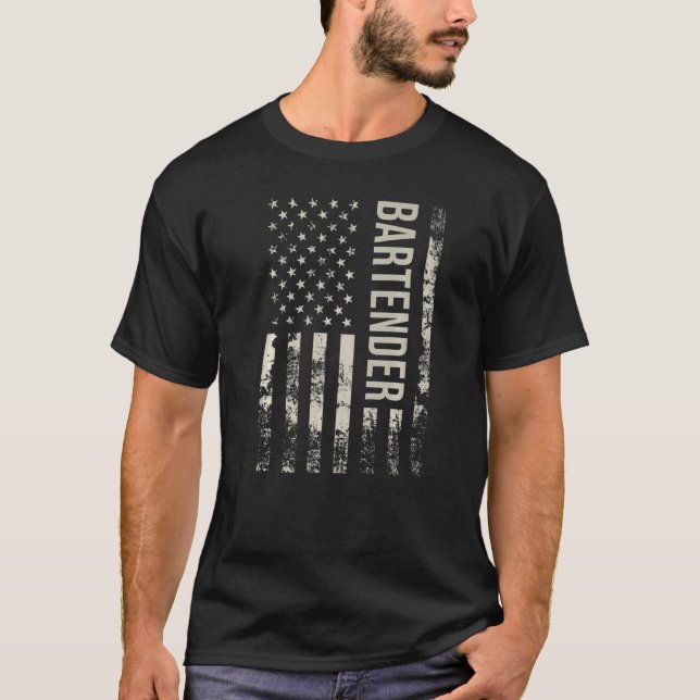 T-shirt Vintage US American Flag Bartender Premium (Devant)