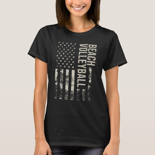 T-shirt Vintage US American Flag Beach Volleyball (Devant)