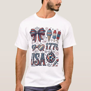 T-shirt Vintage USA 1776 Chemise d'été patriotique Design_