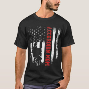 T-shirt Vintage Usa American Flag Accordion Maman Musicien