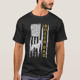 T-shirt Vintage USA American Flag Boxer Chien Papa Silhoue