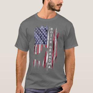 T-shirt Vintage USA American Flag Fier Boxer Chien Grandma