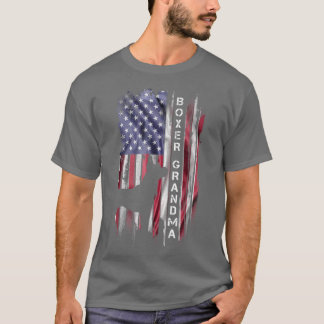 T-shirt Vintage USA American Flag Fier Boxer Chien Grandma