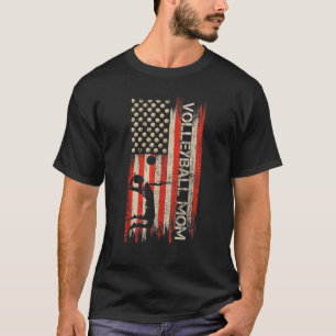T-shirt Vintage USA American Flag Fier Volleyball Maman Si