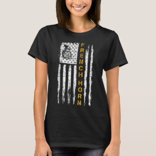 T-shirt Vintage USA American Flag Français Horn Musicien S