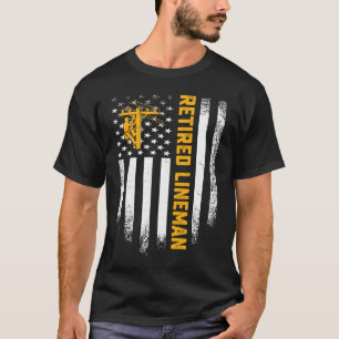 T-shirt Vintage USA Drapeau Retraité Câble électrique Liné