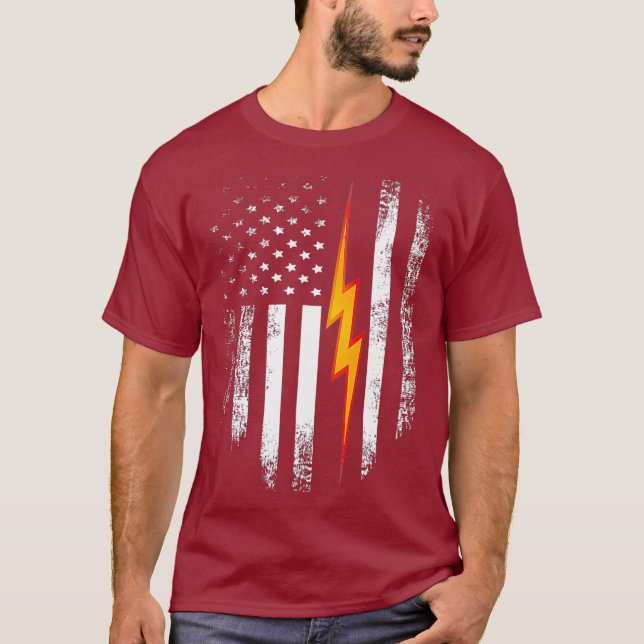 T-shirt Vintage USA Electric American Flag Cool (Devant)