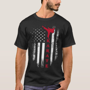T-shirt Vintage USA Red White Karate American Flag Cool Gi