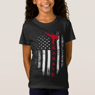 T-Shirt Vintage USA Red White Karate American Flag Cool Gi