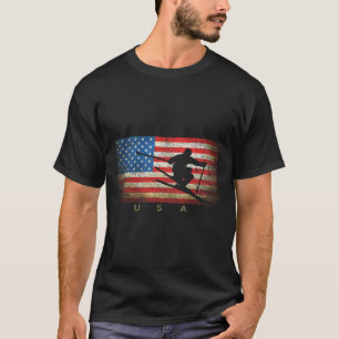 T-shirt Vintage Usa Ski Drapeau Américain Clic Femmes Fill